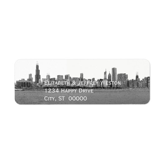 Chicago Illinois Silhouet Etiket (Voorkant)