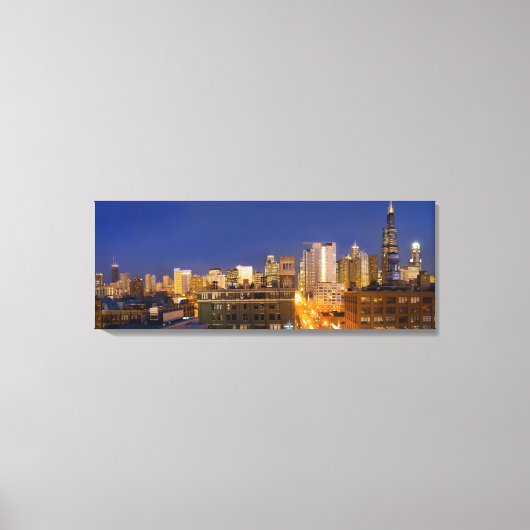 Chicago, Illinois, silhouet gefotografeerd vanuit Canvas Afdruk (Voorkant)