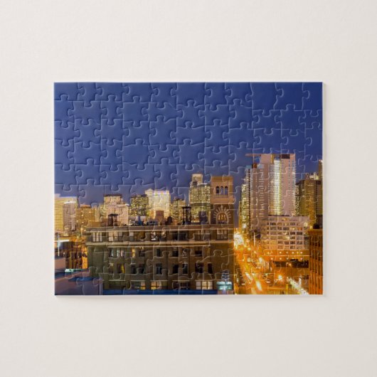 Chicago, Illinois, silhouet gefotografeerd vanuit Legpuzzel (Horizontaal)