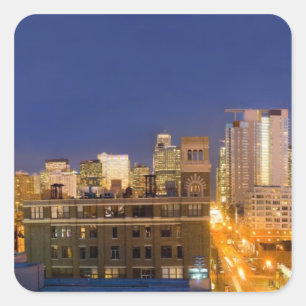 Chicago, Illinois, silhouet gefotografeerd vanuit  Vierkante Sticker