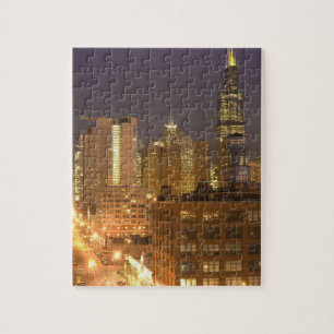 Chicago, Illinois, Silhouet van West Loop bij Legpuzzel