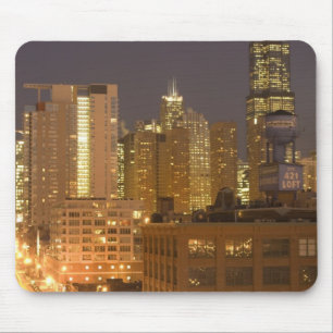 Chicago, Illinois, Silhouet van West Loop bij Muismat