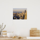 Chicago, Illinois, Silhouet vanaf de Sears Tower Poster (Keuken)