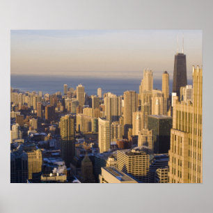 Chicago, Illinois, Silhouet vanaf de Sears Tower Poster
