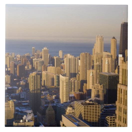 Chicago, Illinois, Silhouet vanaf de Sears Tower Tegeltje (Voorkant)