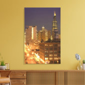 Chicago, Illinois, Silhouet vanaf West Loop bij Canvas Afdruk (Insitu (Woonkamer))