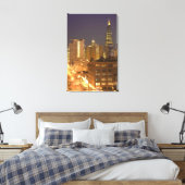 Chicago, Illinois, Silhouet vanaf West Loop bij Canvas Afdruk (Insitu (Slaapkamer))