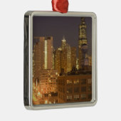 Chicago, Illinois, Silhouet vanaf West Loop bij Metalen Ornament (Rechts)