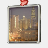 Chicago, Illinois, Silhouet vanaf West Loop bij Metalen Ornament (Links)