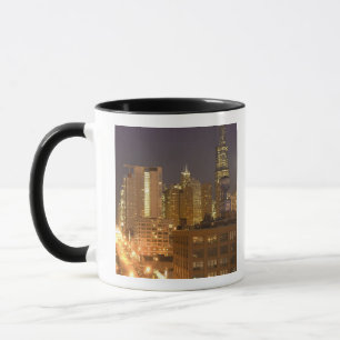 Chicago, Illinois, Silhouet vanaf West Loop bij Mok