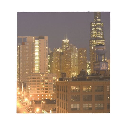 Chicago, Illinois, Silhouet vanaf West Loop bij Notitieblok (Voorkant)