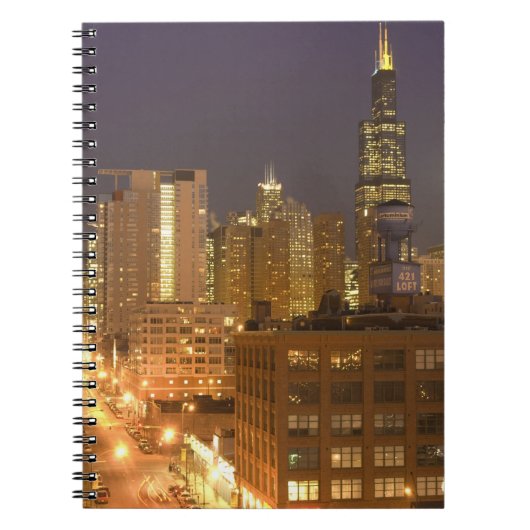 Chicago, Illinois, Silhouet vanaf West Loop bij Notitieboek (Voorkant)