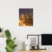 Chicago, Illinois, Silhouet vanaf West Loop bij Poster (Thuiskantoor)