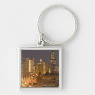 Chicago, Illinois, Silhouet vanaf West Loop bij Sleutelhanger