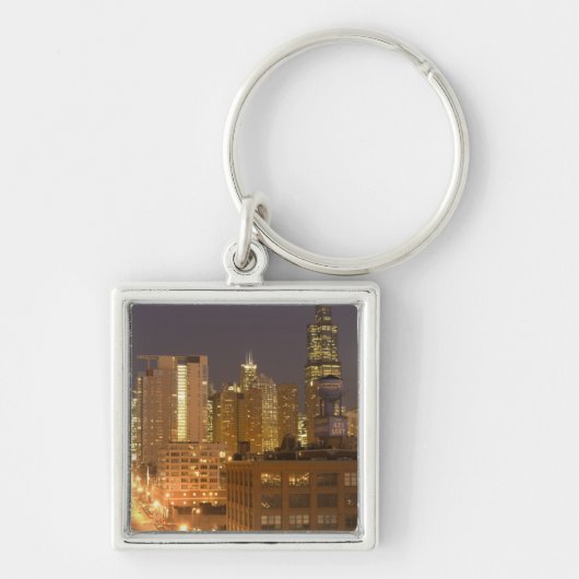 Chicago, Illinois, Silhouet vanaf West Loop bij Sleutelhanger (Voorkant)