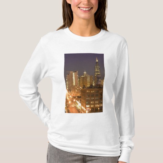 Chicago, Illinois, Silhouet vanaf West Loop bij T-shirt (Voorkant)