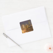 Chicago, Illinois, Silhouet vanaf West Loop bij Vierkante Sticker (Envelop)