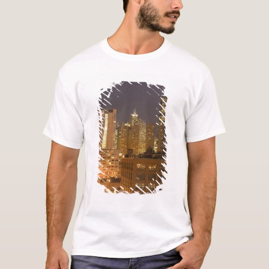 Chicago, Illinois, Silhouet vanaf West Loop om T-shirt (Voorkant)