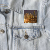 Chicago, Illinois, Silhouet vanaf West Loop om Vierkante Button 5,1 Cm (In situ)