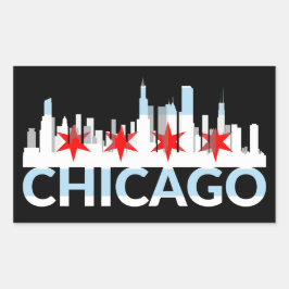Chicago Illinois Silhouette 4 sterren Vintage reiz Rechthoekige Sticker