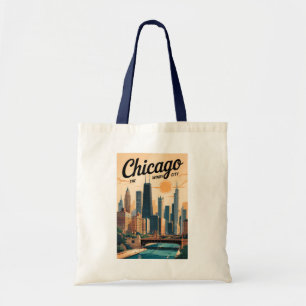 Chicago Illinois Silhouette Reis Kunst Vintage Tote Bag