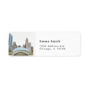 Chicago Illinois Silhouette Stad Retour Adres Labe Etiket