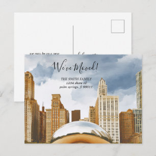Chicago Illinois Silhouette Verhuisbericht Briefkaart