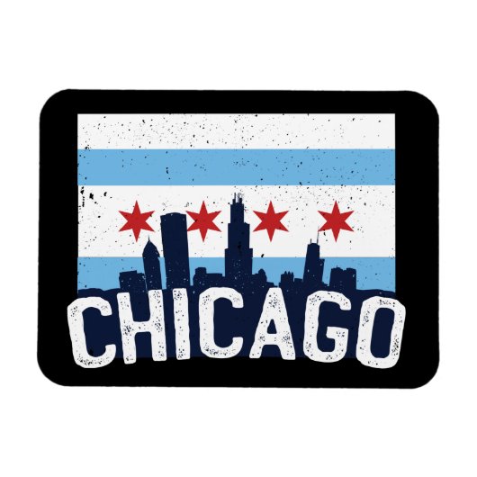 Chicago Illinois Skyline 4 Sterren Magneet (Horizontaal)
