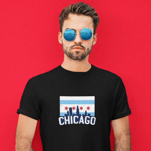 Chicago Illinois Skyline 4 Sterren  T-shirt