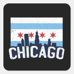Chicago Illinois Skyline 4 Sterren Vierkante Sticker