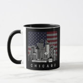 Chicago Illinois Skyline American Flag Mok (Links)