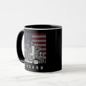 Chicago Illinois Skyline American Flag Mok (Voorkant links)