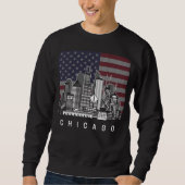Chicago Illinois Skyline American Flag Trui (Voorkant)