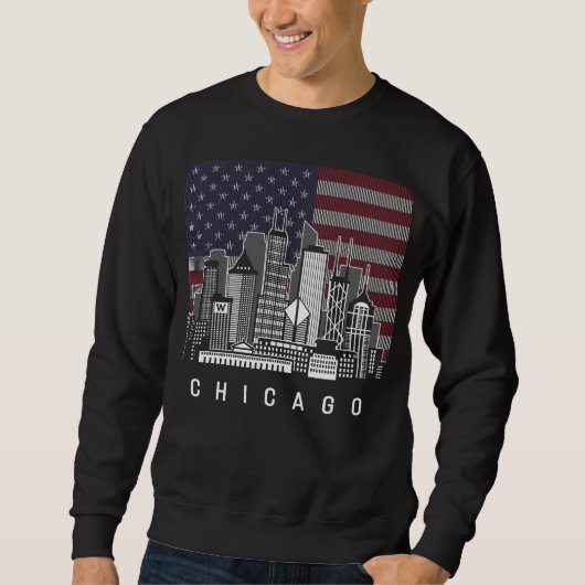 Chicago Illinois Skyline American Flag Trui (Voorkant)