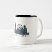 Chicago Illinois Skyline Architecture Art Gifts Tweekleurige Koffiemok (Voorkant rechts)