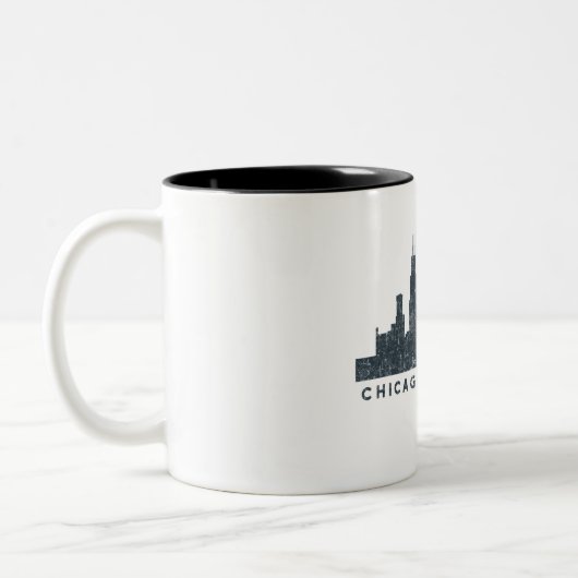 Chicago Illinois Skyline Architecture Art Gifts Tweekleurige Koffiemok (Links)