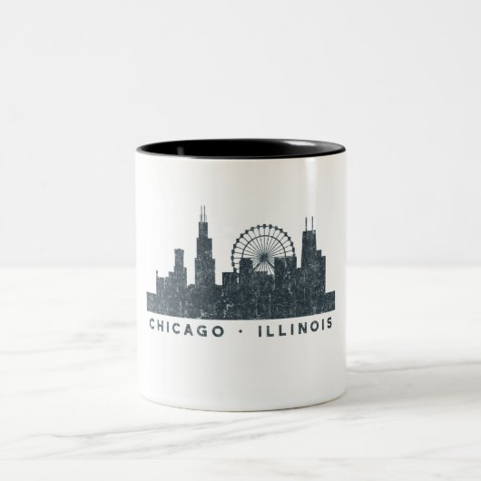 Chicago Illinois Skyline Architecture Art Gifts Tweekleurige Koffiemok (Center)