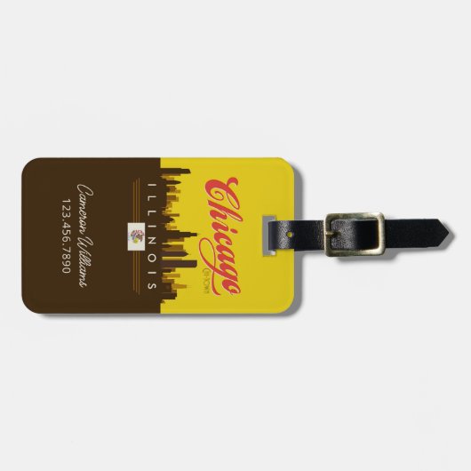 Chicago Illinois Skyline Bagagelabel (Voorkant horizontaal)