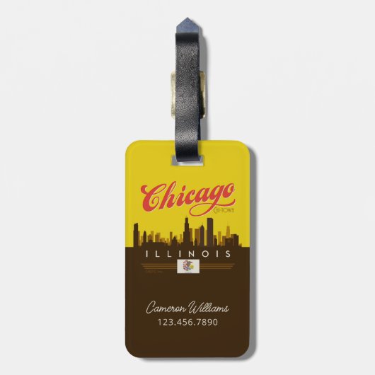 Chicago Illinois Skyline Bagagelabel (Achterkant verticaal)