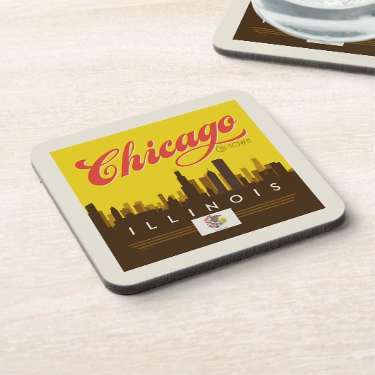 Chicago Illinois Skyline Bier Onderzetter (Linkerzijde)