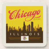 Chicago Illinois Skyline Bier Onderzetter (Voorkant)