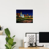Chicago Illinois Skyline bij nacht Poster (Thuiskantoor)