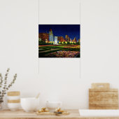 Chicago Illinois Skyline bij nacht Poster (Keuken)