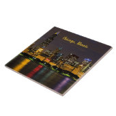 Chicago, Illinois Skyline bij nacht Tegeltje (Zijkant)