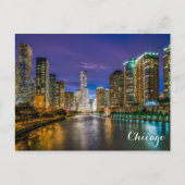 Chicago Illinois Skyline bij Night Photo Briefkaart (Voorkant)