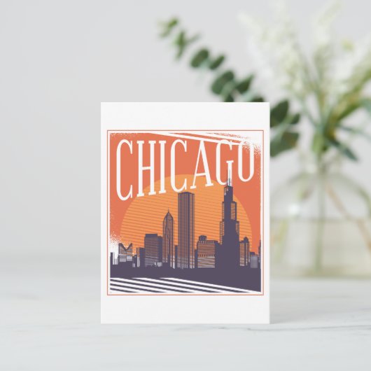 Chicago Illinois  Skyline Briefkaart (Staand voorkant)