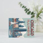  Chicago Illinois Skyline Briefkaart (Staand voorkant)
