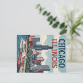  Chicago Illinois Skyline Briefkaart (Staand voorkant)