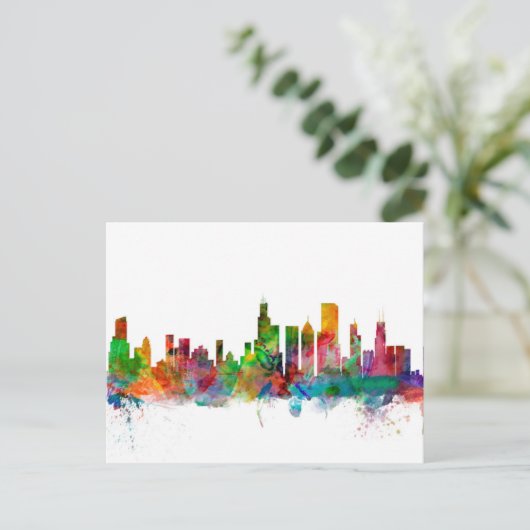 Chicago Illinois Skyline Briefkaart (Staand voorkant)