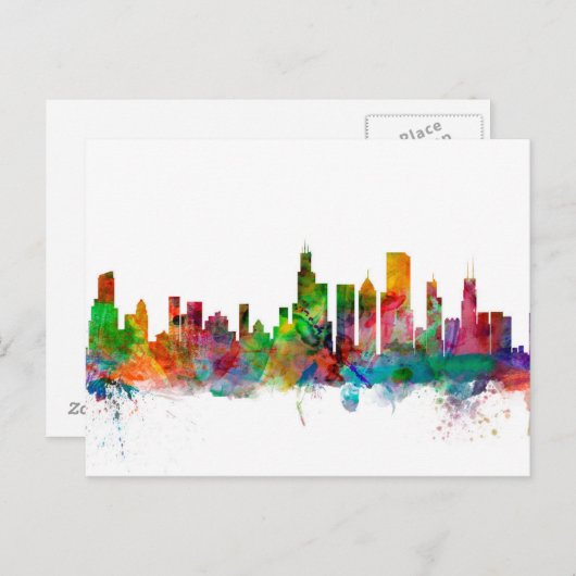 Chicago Illinois Skyline Briefkaart (Voorkant / Achterkant)
